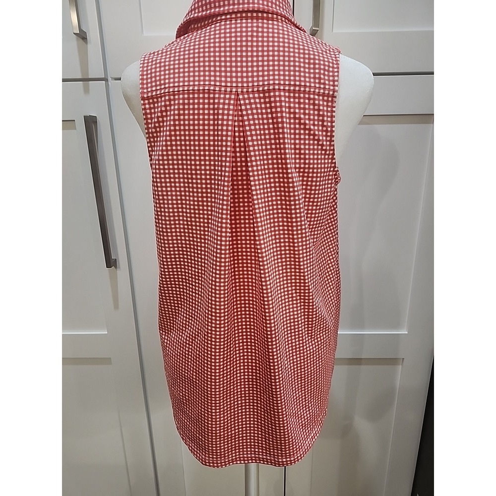 J McLAUGHLIN Red/White Check Sleeveless Shirt Womens Size S - Picture 2 of 6